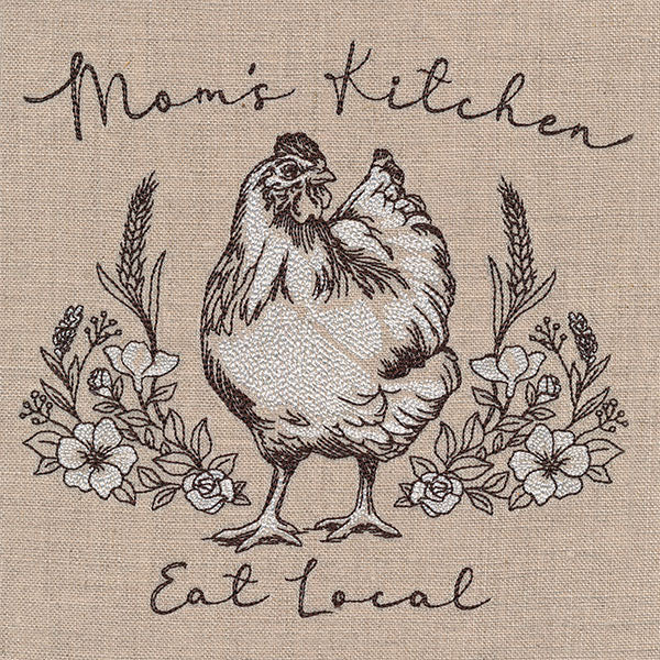 Mom’s Kitchen, Eat Local Chicken Etching