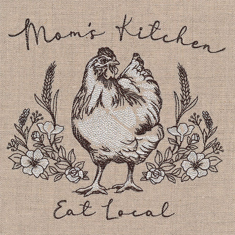 Mom’s Kitchen, Eat Local Chicken Etching