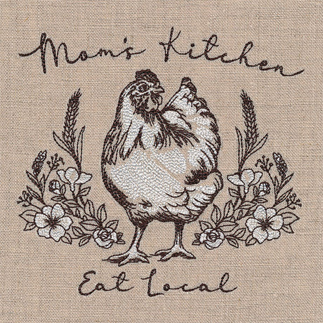 Mom’s Kitchen, Eat Local Chicken Etching