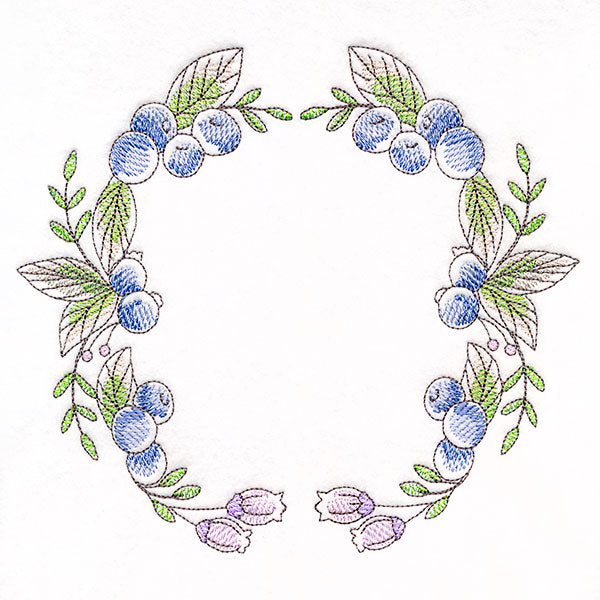 Blueberries and Flowers Wreath