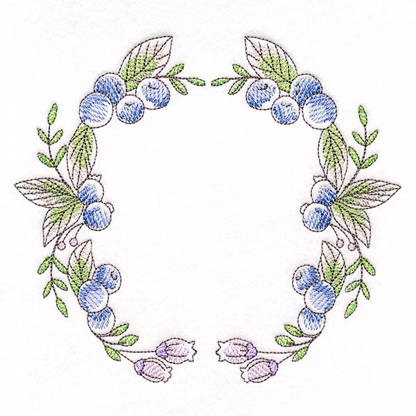 Blueberries and Flowers Wreath