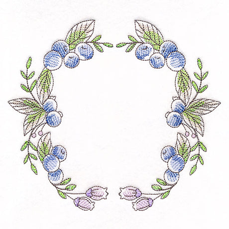 Blueberries and Flowers Wreath