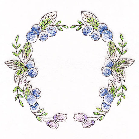 Blueberries and Flowers Wreath