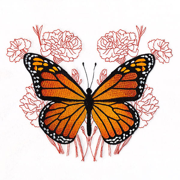 Monarch Butterfly and Carnations