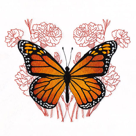Monarch Butterfly and Carnations