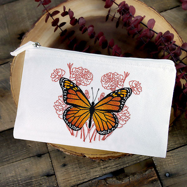 Monarch Butterfly and Carnations