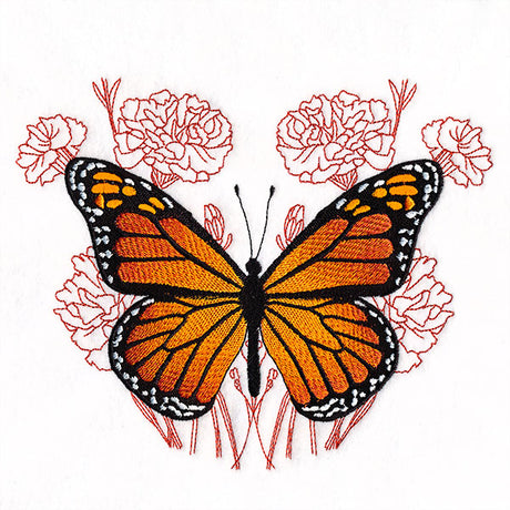 Monarch Butterfly and Carnations