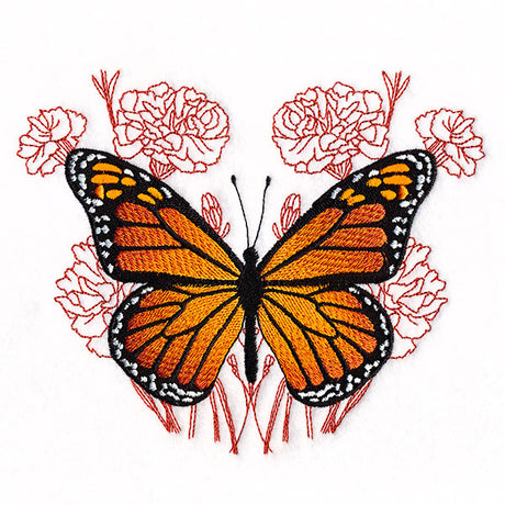 Monarch Butterfly and Carnations