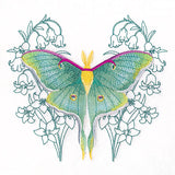 Luna Moth and Snowbell Flowers