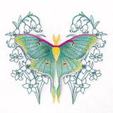 Luna Moth and Snowbell Flowers