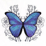Blue Morpho Butterfly and Roses