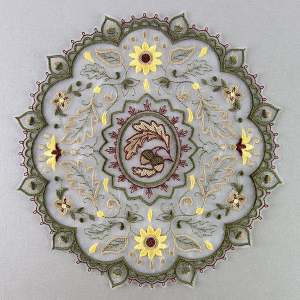 Acorns & Fall Foliage Doily (Organza)