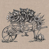 Raccoons in a Wheelbarrow Etching