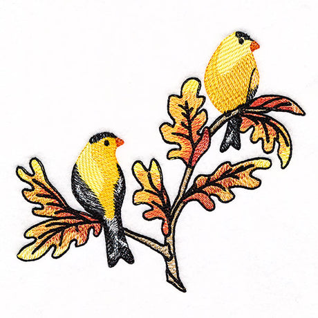 Goldfinches on Autumn Oak Branches