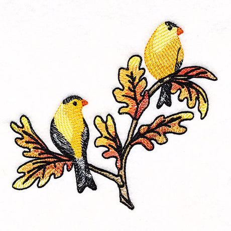 Goldfinches on Autumn Oak Branches