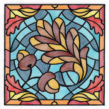 Autumn Accents Stained Glass - Oak Leaf & Acorns