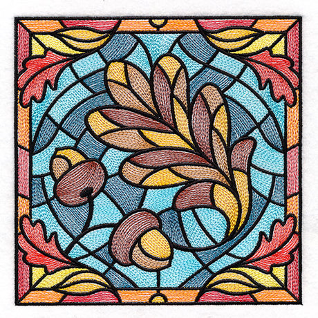 Autumn Accents Stained Glass - Oak Leaf & Acorns