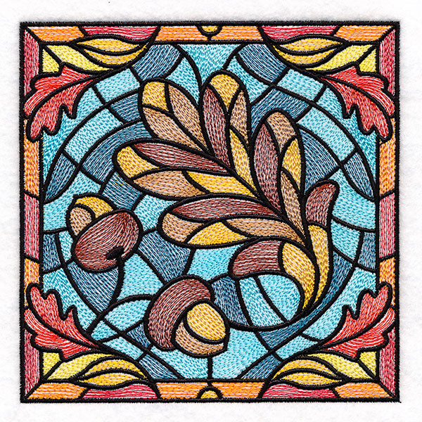 Autumn Accents Stained Glass - Oak Leaf & Acorns