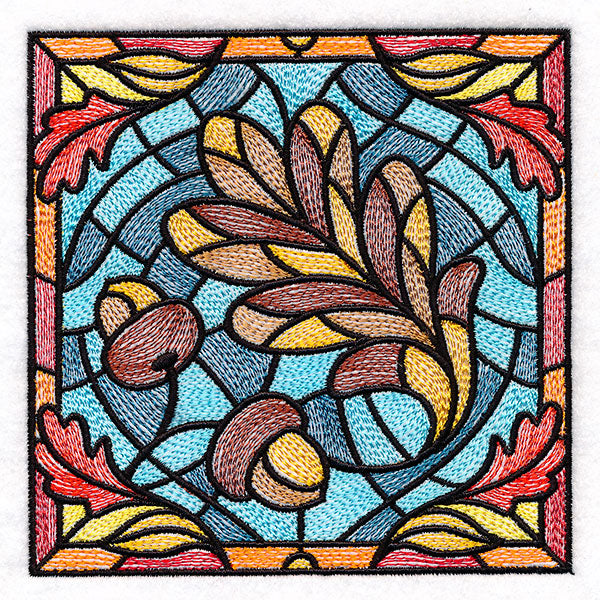 Autumn Accents Stained Glass - Oak Leaf & Acorns