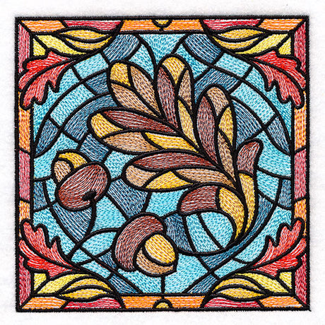 Autumn Accents Stained Glass - Oak Leaf & Acorns