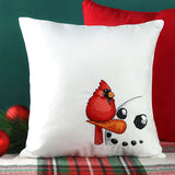 Sweet Peeking Snowman with Cardinal