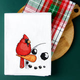 Sweet Peeking Snowman with Cardinal