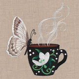 Winter Coffee Break Checkered White Butterfly