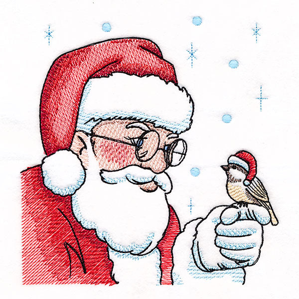 Santa & Chickadee in the Snow