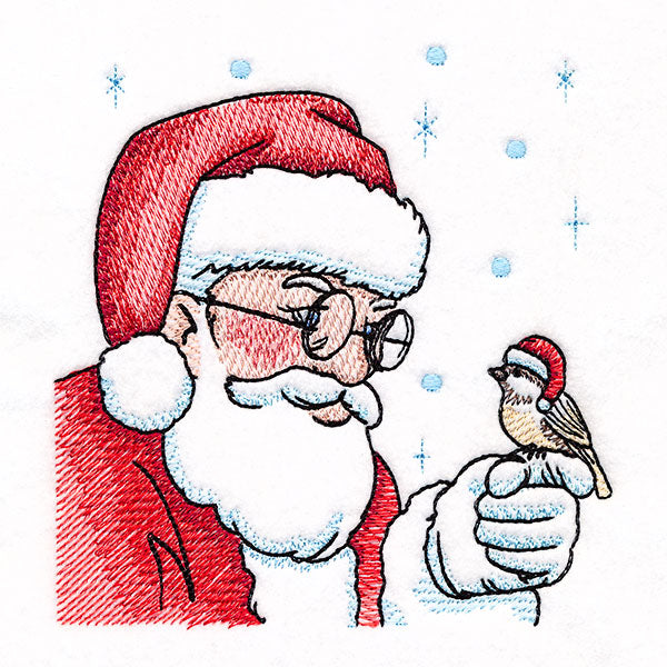 Santa & Chickadee in the Snow