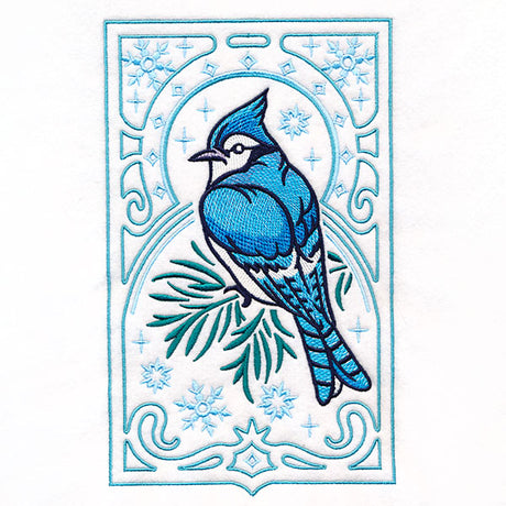 Elegant Winter Bird Panel - Blue Jay