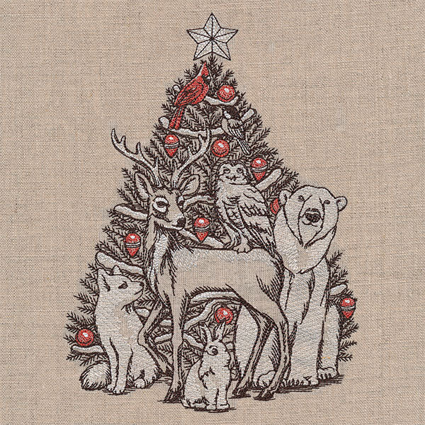 Trim the Christmas Tree North Pole Animals Etching