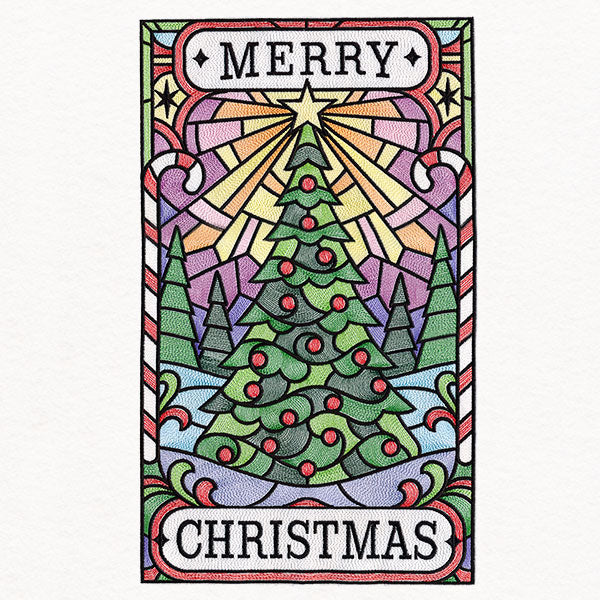 Merry Christmas Tree Stained Glass Sign