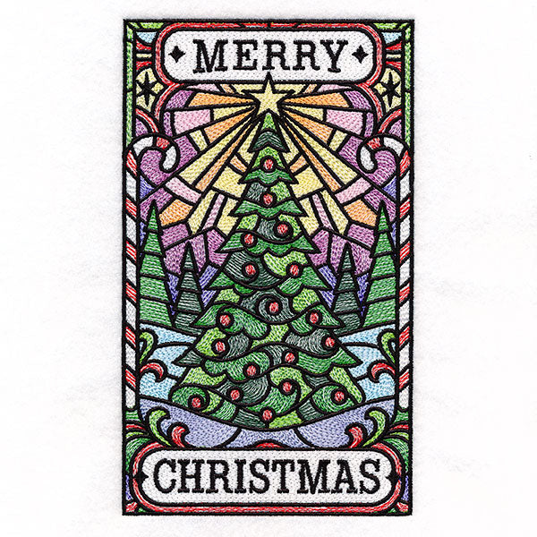 Merry Christmas Tree Stained Glass Sign