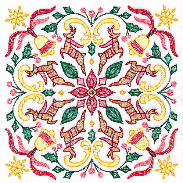 Christmas Kaleidoscope Reindeer Square