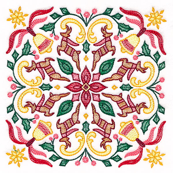 Christmas Kaleidoscope Reindeer Square