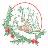 Christmas Holly Church Scene