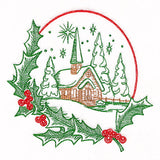 Christmas Holly Church Scene