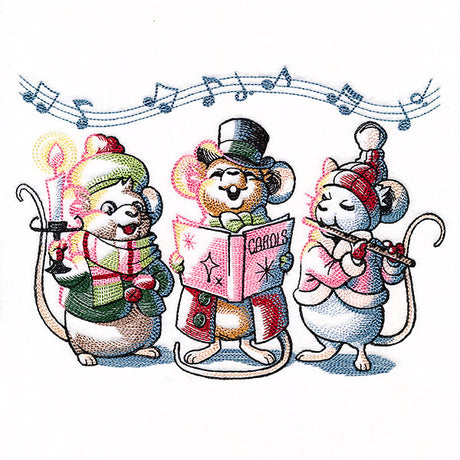 Caroling Christmas Mice Trio