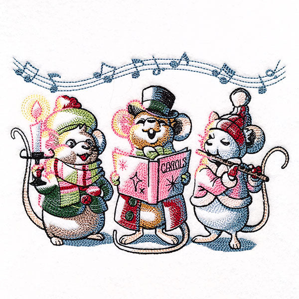 Caroling Christmas Mice Trio