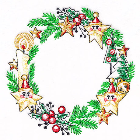 Candlelit Santa Star Wreath