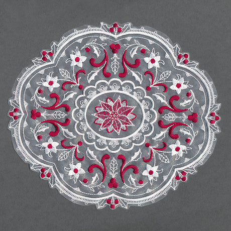 Poinsettias & Holly Doily (Organza)