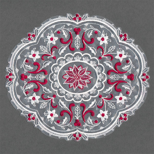 Poinsettias & Holly Doily (Organza)