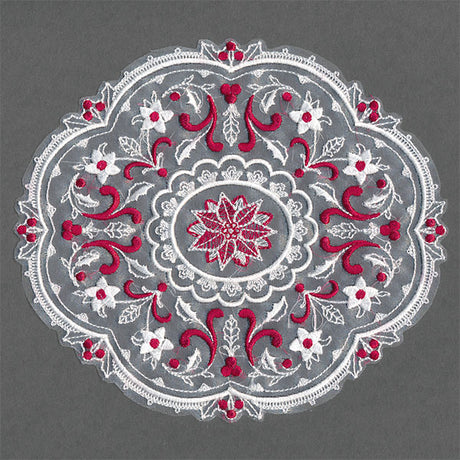 Poinsettias & Holly Doily (Organza)