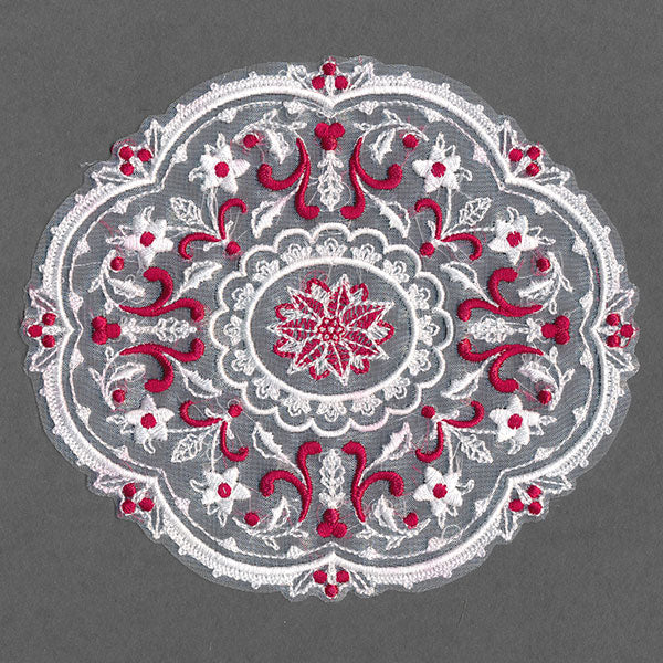 Poinsettias & Holly Doily (Organza)