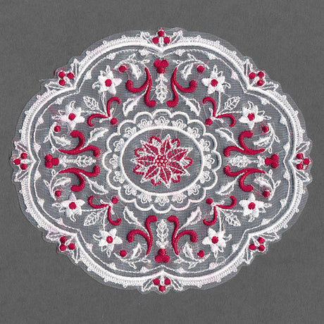 Poinsettias & Holly Doily (Organza)