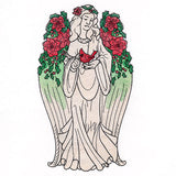 Christmas Poinsettias and Cardinal Angel Statue