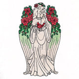 Christmas Poinsettias and Cardinal Angel Statue