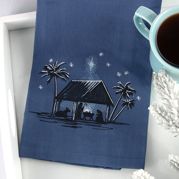 Moonlit Christmas Manger Scene