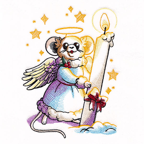 Christmas Angel Mouse with Candle