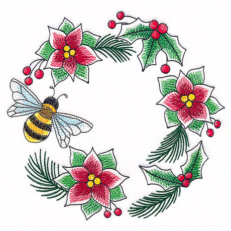 Buzzing Bee & Poinsettias Wreath